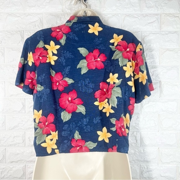 CARIBBEAN JOE Tropical Hawaiian Print Shirt Short Sleeve Women’s Large - Picture 3 of 5